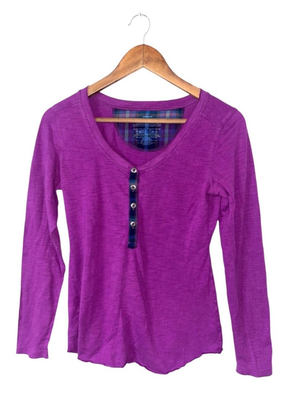 Patagonia Purple Long Sleeve Henley Top Shirt Organic Cotton Women’s Size Small